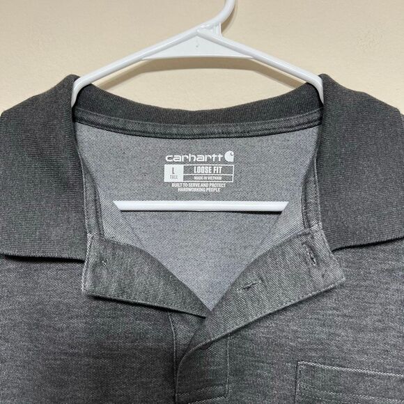 Carhartt Loose Fit Gray Short Sleeve Polo Large Tall Women - Picture 3 of 8